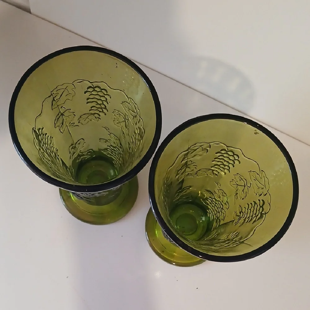 Indiana Glass Olive Green Colony Harvest Grapes Vases